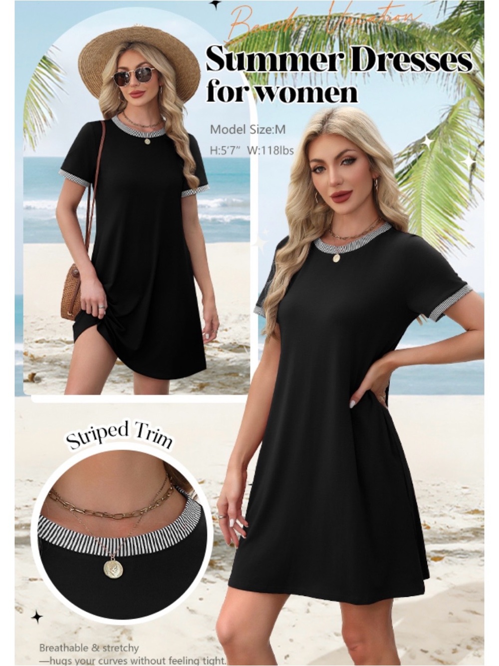 🆕 NWT - Women’s Short Sleeve T Shirt Dress- Size XL- black - Picture 8 of 9